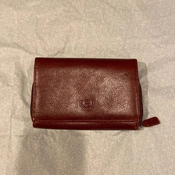 Italian Leather Wallet Dark Red, many compartments, functional, nice condition - Picture 3 of 14